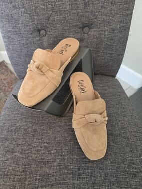 Hey Girl Tan Suede Knot Slip-On Mules